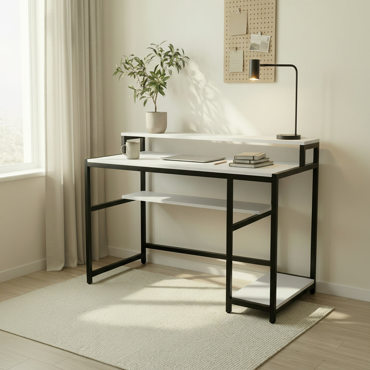 Trio Computer Table With Open Storage By Riyan Luxiwood.