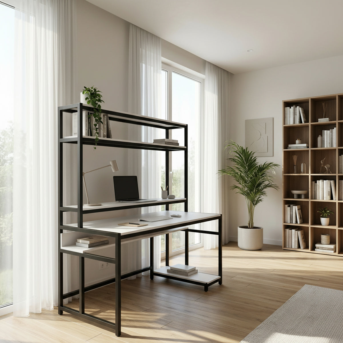 Jerry Computer Table With Open Storage By Riyan Luxiwood.