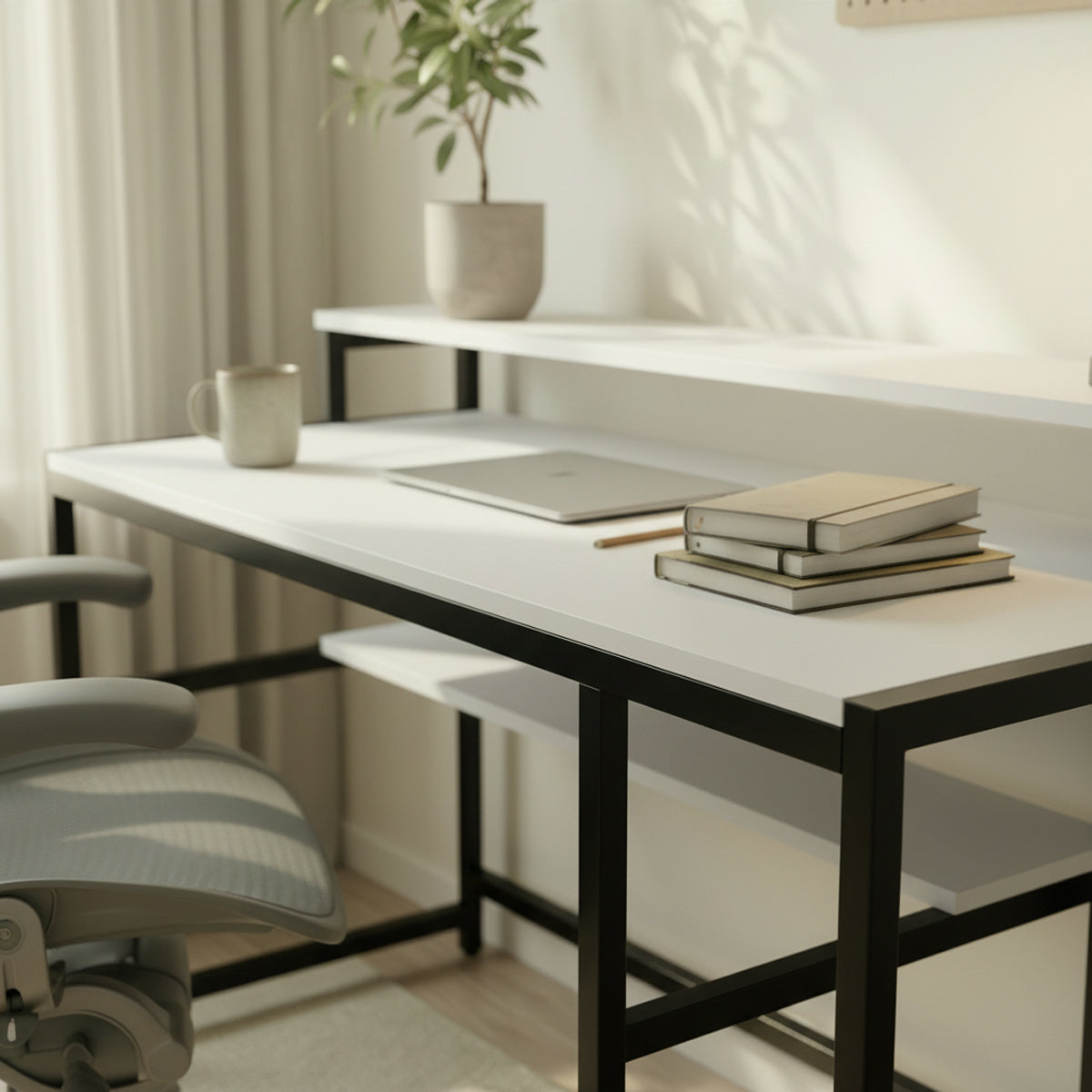 Trio Computer Table With Open Storage By Riyan Luxiwood.