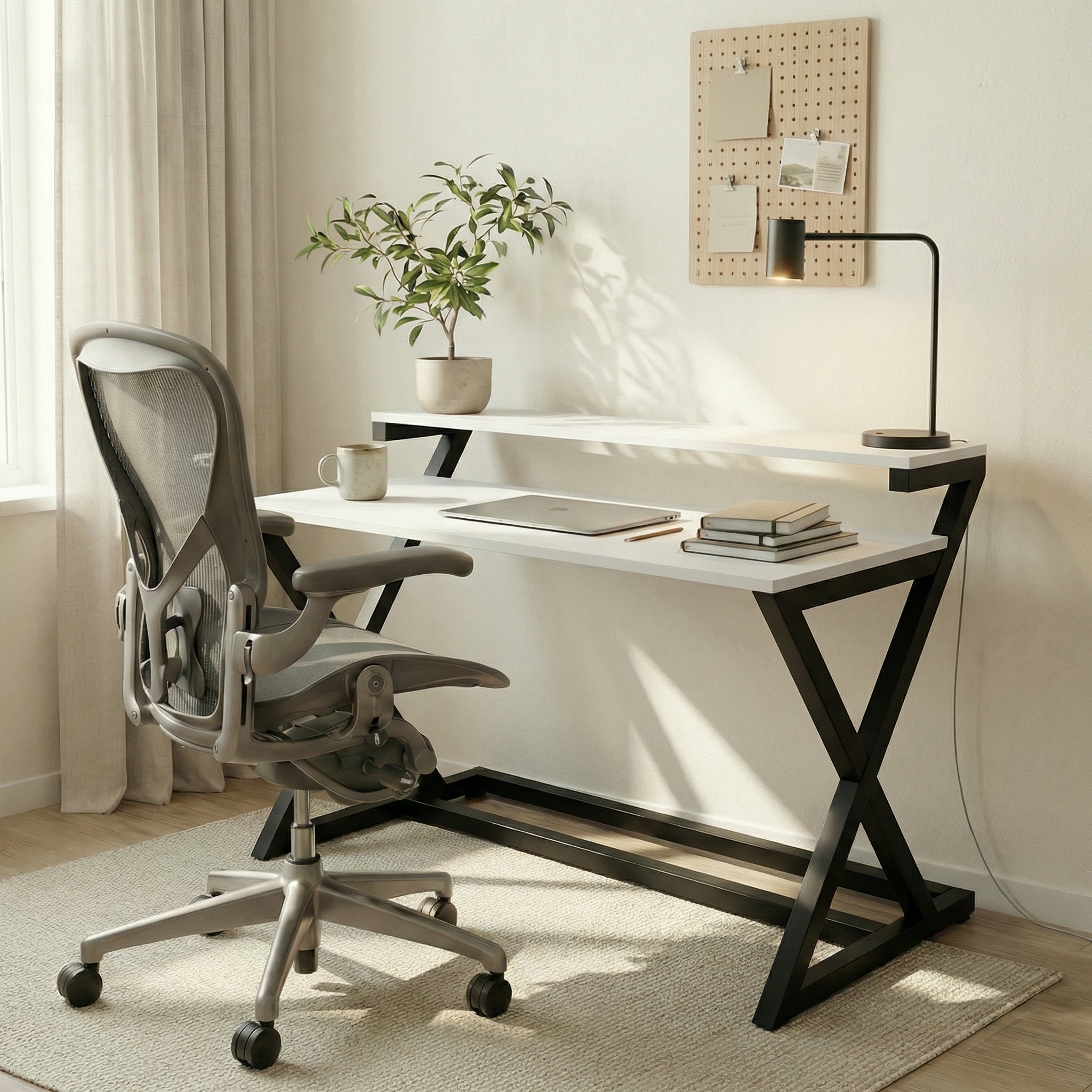 Austin Study Table in White Color with Upper Shelve by Riyan Luxiwood
