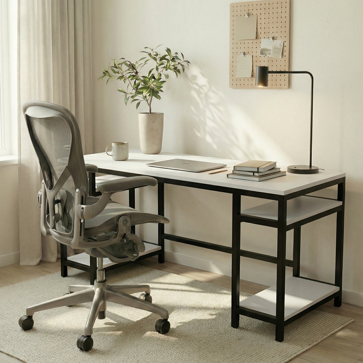 Edward Computer Table With Open Storage By Riyan Luxiwood.