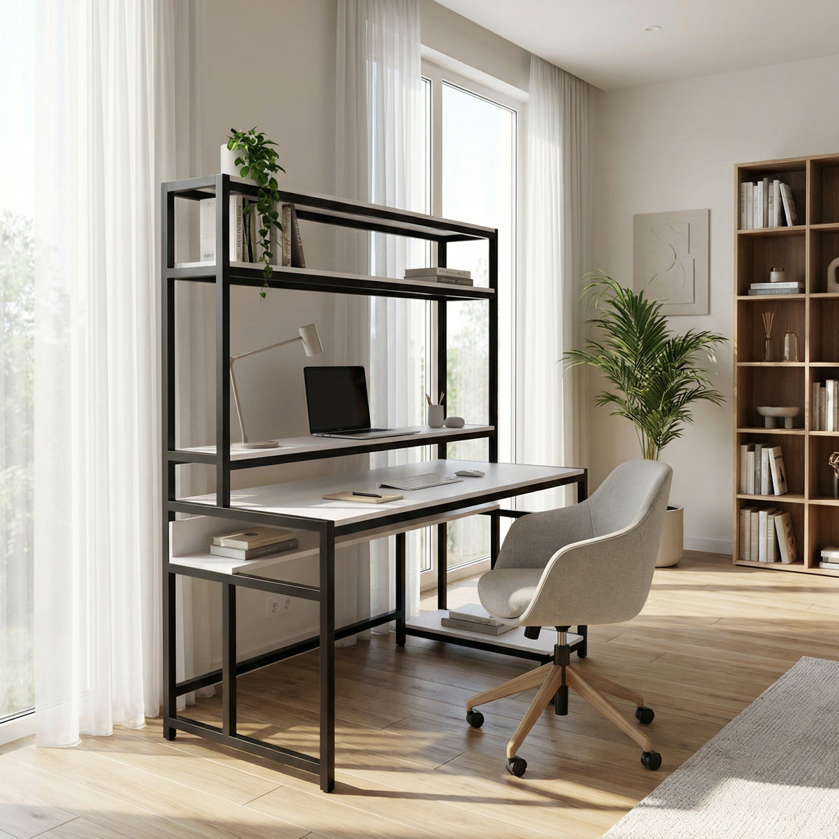Jerry Computer Table With Open Storage By Riyan Luxiwood.