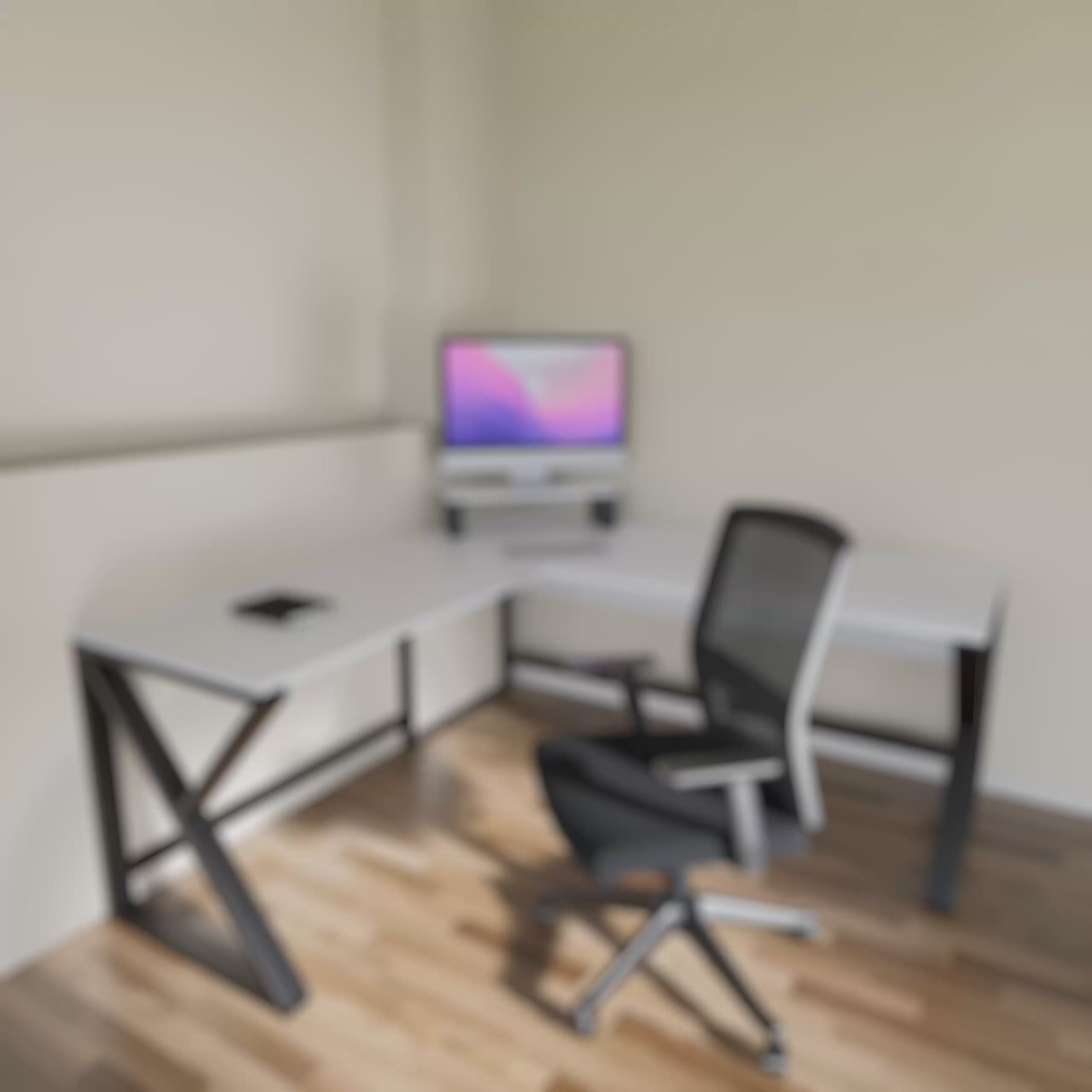 Fabio L Shape Computer Table with Monitor Riser By Riyan Luxiwood