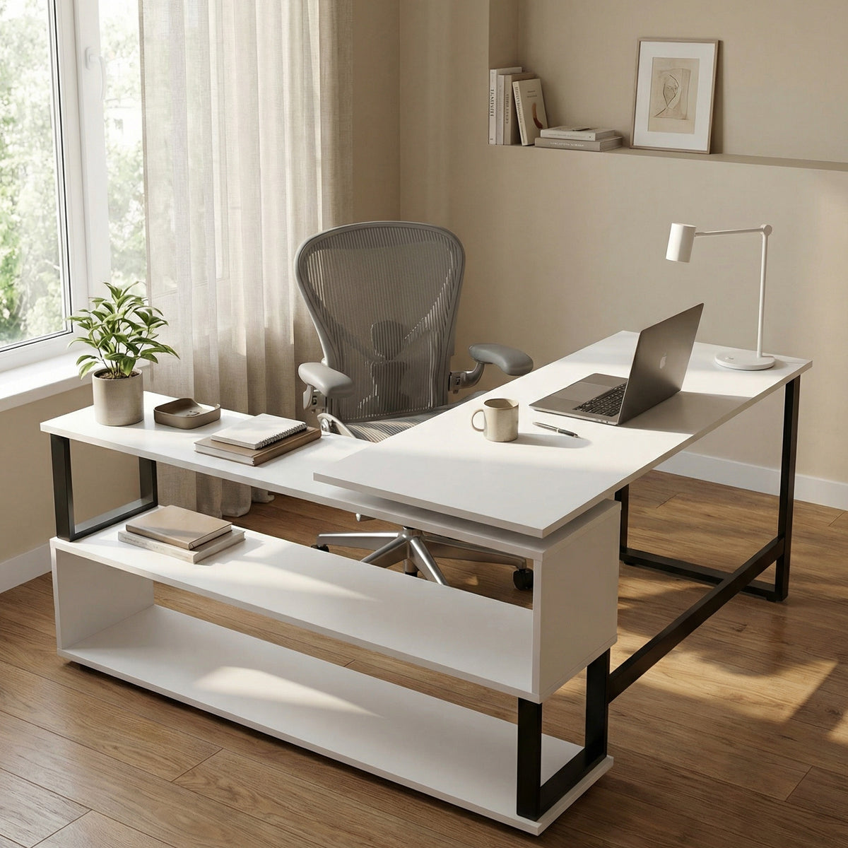 L Shaped Executive Desk with Storage Design by Riyan Luxiwood