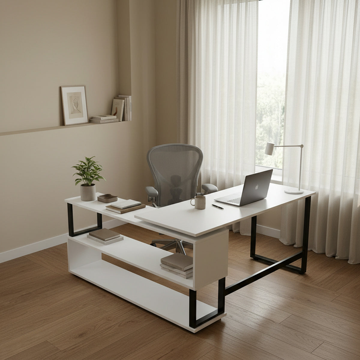 L Shaped Executive Desk with Storage Design by Riyan Luxiwood