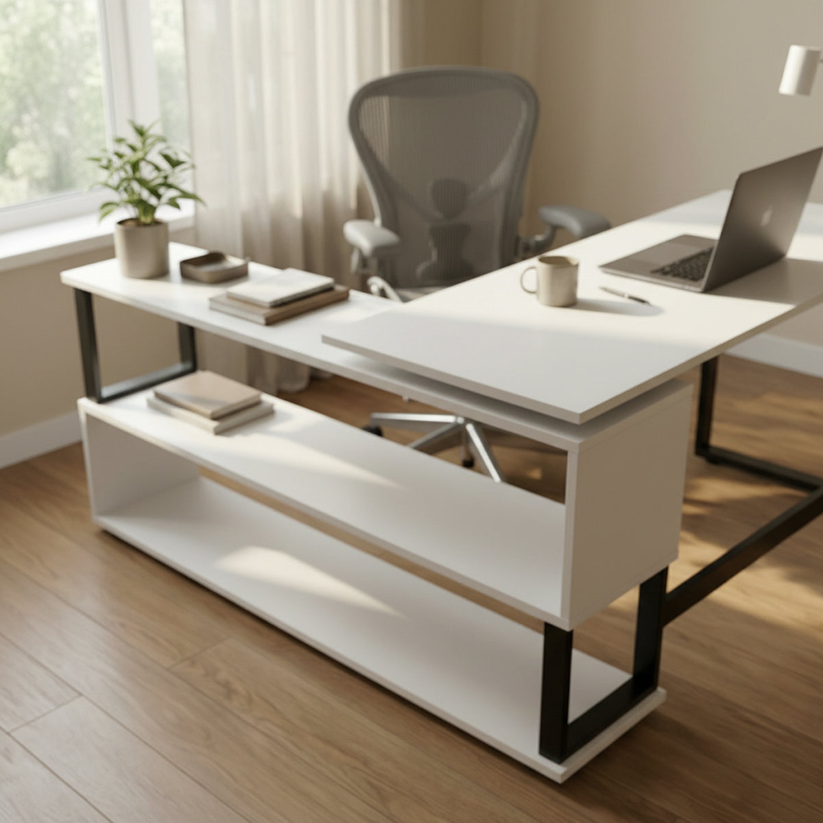L Shaped Executive Desk with Storage Design by Riyan Luxiwood
