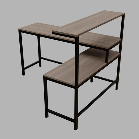 Mitsuko L Shaped Study Table with storage Design in Wenge Color by Riyan Luxiwood