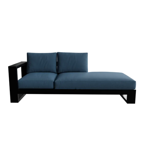 Louis 2 Seater Sofa with chaise Longue in Havana Color with Metal & Fabric touch  by Riyan Luxiwood