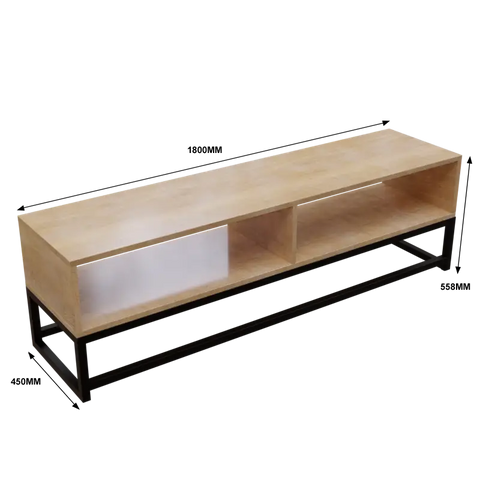 Benji TV Unit With Storage Space in Large Size in Wooden Texture by Riyan Luxiwood