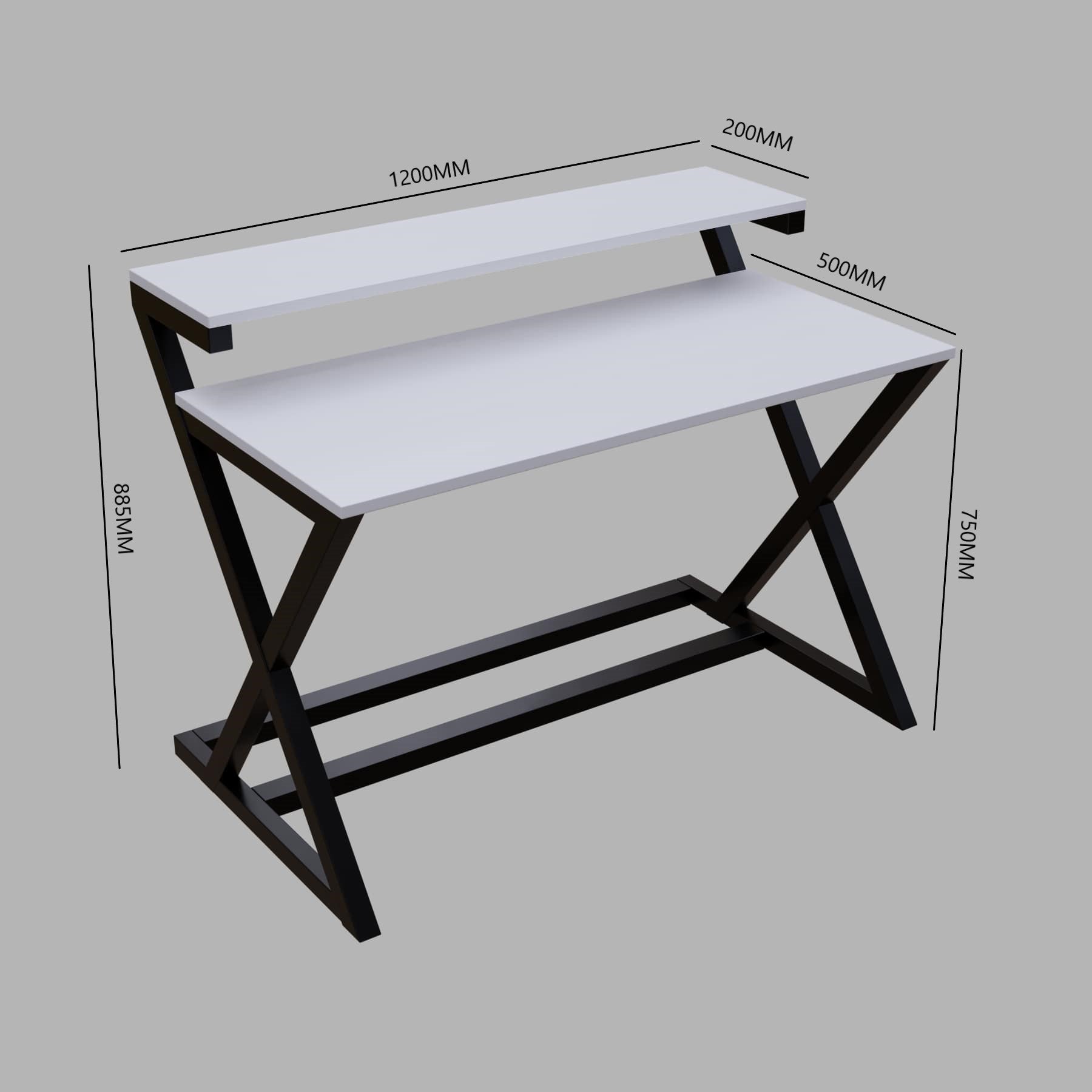 Austin Study Table in White Color with Upper Shelve by Riyan Luxiwood
