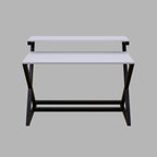 Austin Study Table in White Color with Upper Shelve by Riyan Luxiwood