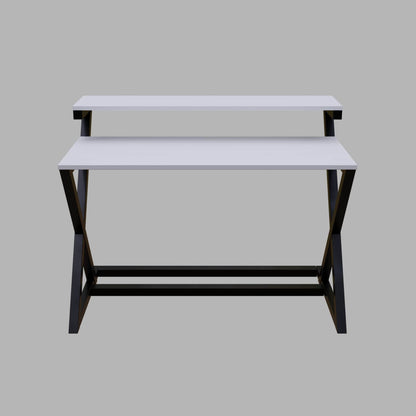 Austin Study Table in White Color with Upper Shelve by Riyan Luxiwood