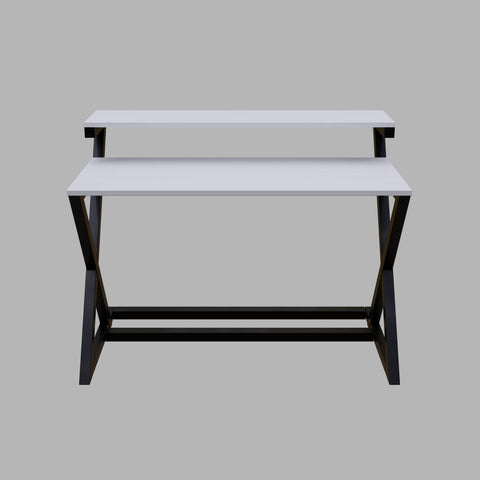 Austin Study Table in White Color with Upper Shelve by Riyan Luxiwood