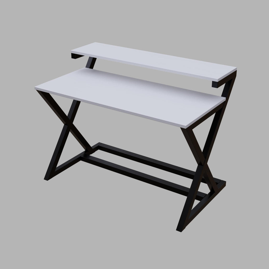 Austin Study Table in White Color with Upper Shelve by Riyan Luxiwood