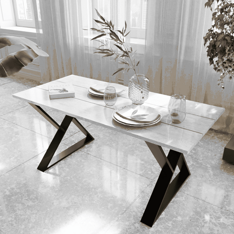 Alvin 6 Seater Dining Table in Solid Wood for Home & Restaurant by Riyan Luxiwood