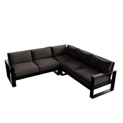 Bond 5 Seater L Shape Outdoor Sofa in Geneva Color with Metal & Fabric touch by Riyan Luxiwood