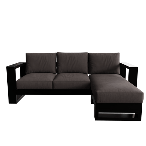 Evok 3 Seater Sofa with chaise Longue in Geneva Color with Metal & Fabric touch by Riyan Luxiwood