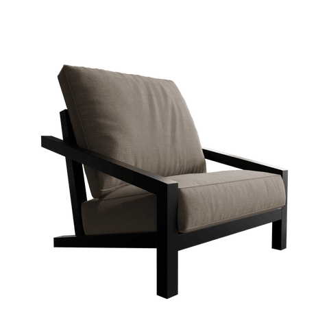 Fontane Single Outdoor Sofa Chair in Geneva Light Color with Metal & Fabric touch by Riyan Luxiwood