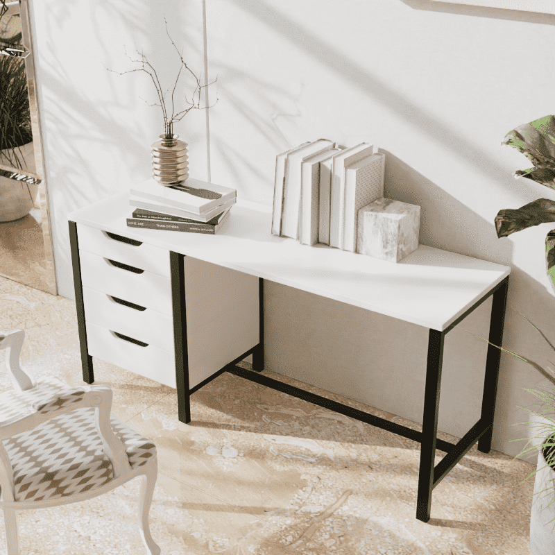 White desk online slim