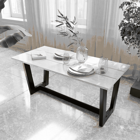 Kent 6 Seater Dining Table in Solid Wood for Home & Restaurant by Riyan Luxiwood