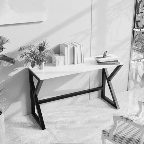 Kimi Study Table in White Color by Riyan Luxiwood