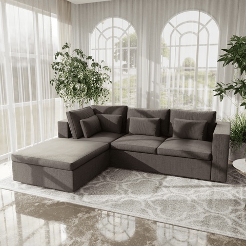 L Shape King 3 Seater Sofa with Chaise Longue in Geneva Color by Riyan Luxiwood