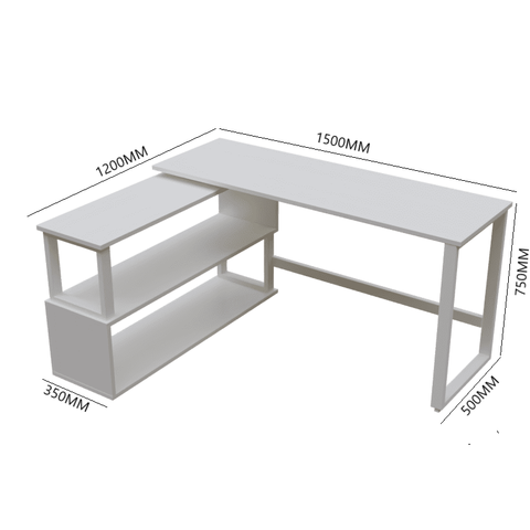 L Shaped Executive Desk with Storage Design in White Color by Riyan Luxiwood