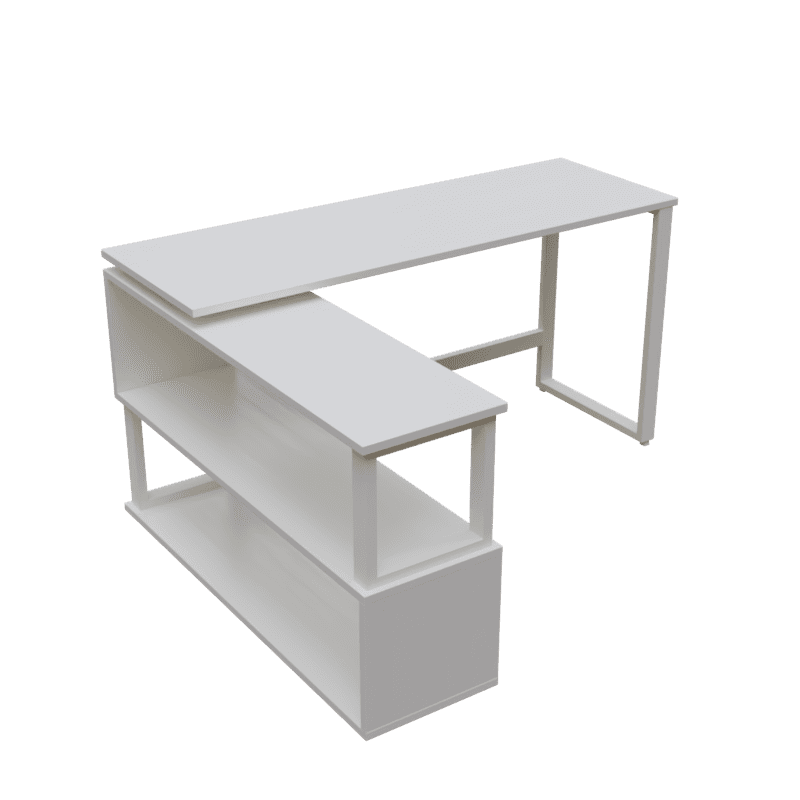 L Shaped Executive Desk with Storage Design in White Color by Riyan Lu