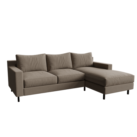 Linen 3 Seater Sofa with Chaise Longue in Geneva Light Color with Metal & Fabric touch by Riyan Luxiwood