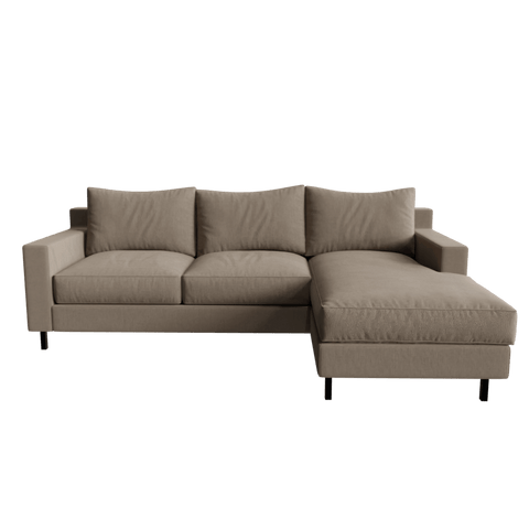 Linen 3 Seater Sofa with Chaise Longue in Geneva Light Color with Metal & Fabric touch by Riyan Luxiwood