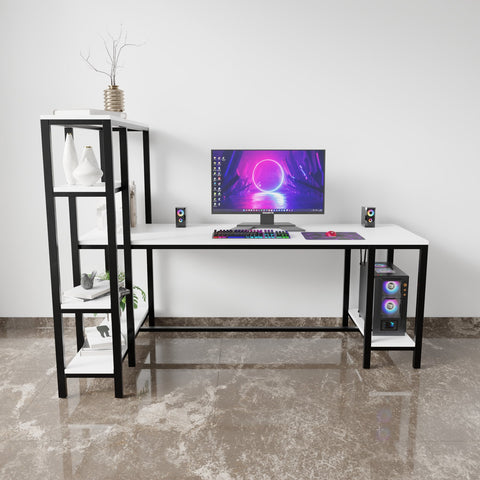 Gaming desk with multiple open shelves have additional space for CPU unit perfect for home office furniture