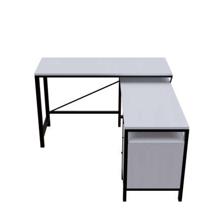Maru l shaped Executive Desk with storage Design in white finish