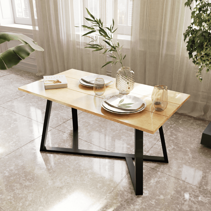 Neo 4 Seater Dining Table in Solid Wood for Home Restaurant by Riyan
