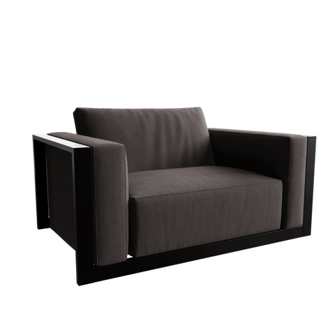 Oslo Single Outdoor Sofa Chair in Geneva Color with Metal & Fabric touch by Riyan Luxiwood