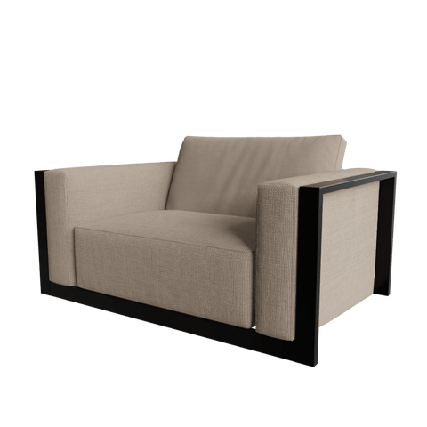 Oslo Single Outdoor Sofa Chair in Geneva Light Color with Metal & Fabric touch by Riyan Luxiwood