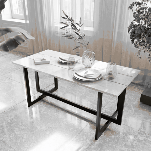 Quantum 6 Seater Dining Table in Solid Wood for Home & Restaurant by Riyan Luxiwood